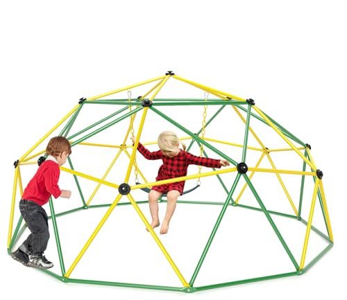HOMASIS Arrampicata per Bambini a Cupola, Parco Giochi Bambini Esterno con Altalena, Massima Portata 6 Persone, Portata di 363kg, Adatta a 3-10 Anni, 305 x 156 cm (Verde)
