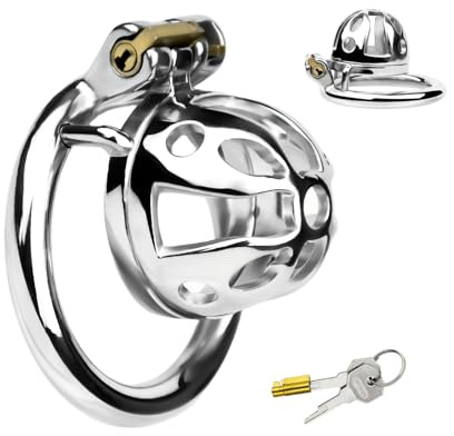 Kleiner Peniskäfig Sex Spielzeug für die Männer Chastity Cage Männer mit Verstecktem Schloss und Mehreren Ringgrößen Atmungsaktiver Metall-Keuschheitskäfig für Männer-Penisfesselung (45mm,Flat)
