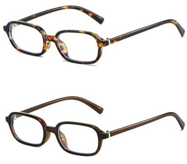 YAMEIZE Rechteckige Blaulichtbrille für Frauen Männer Kleine Schmale 90er Jahre Blaulichtschutzbrille für Computer