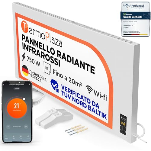 Termoplaza Radiador Electrico WiFi Bajo Consumo 750 Vatios hasta 20m2 | Infrarrojo Calefaccion - Convector Electrico Bajo Consumo - Blanco Calefactor Bajo Consumo Electricos Paneles Calefactores Pared