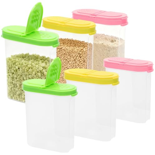EclipseGuard 6 Pcs Botes Recipientes de Plástico 250ml, Eutilizable Tarros de Especias con Etiquetas, Transparente Frascos Especias Azúcar, Sal, Pimienta