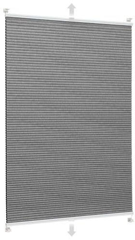 Sekey Wabenplissee Ohne Bohren Verdunkelung Rollo 100% verdunkelnd Blickdicht, Klemmfix, Aluminiumschiene, Grau, 80 x 100cm (BxH)