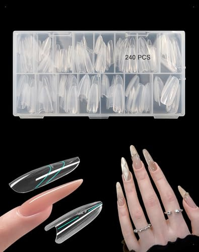 KONFEN 240 Pièces Formes À Ongles, Sandwich Nail Extensions-Dual Forms, Capsule Americaine Ongle Stiletto, Durable Capsules Americaine Ongles Gel, Pour Extension Rapide des Ongle, DIY Nail Salon