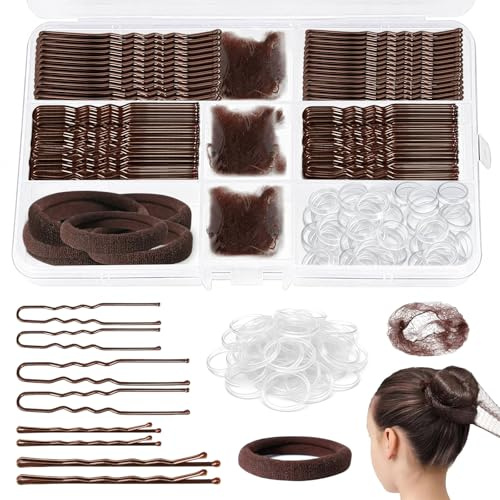 Sularpek 444 Stück Haarnadeln Bobby Pins Set, Haarklammern, Haarnadel, Hair Clips, Bobby Pins, Haar Accessoire, Spangen Haare, Haarclips Damen, mit Aufbewahrungsbox, für Frauen Mädchen(Braun)