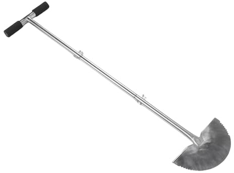 Nosqew Halv månen gräskantskärare av rostfritt stål, robust manuell gräsklippare med tandat blad för trädgårdar, gräsmattor och uppfarter, 96,5 cm handtag, 22 cm fotplatta