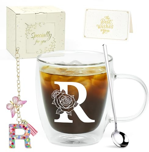 ZIOSINM Regalos Originales para Mujer, Vasos Cafe Cristal Doble Pared | Taza Personalizada Regalo Cumpleaños para Amiga o Colega Regalo Mujer en el Día de las Madres, el de los Enamorados o Navidad