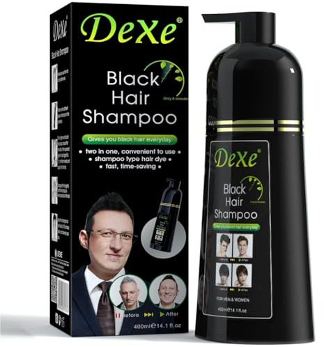 BAKAJI Shampoo per Capelli Neri Coprente 400 ml Ideale per Uomo e Donna, Istantaneo per Donare Luce e Colore, Tintura per Coprire Capelli Grigi e Bianchi, Colorante per Radici e Cute Forte e Nutriente