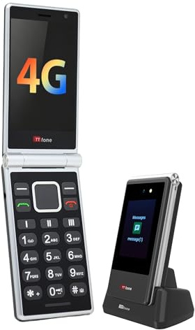 TTfone TT990 Klapp-Handy 4G mit Android 14, Whatsapp, Großtasten und SOS