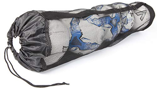 Fitness Health Drawstring Football Ball Bag Soccer Ball Net with Shoulder Strap (5 Ball Carrier) Black Sack