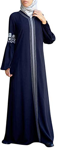 Jimmackey Musulmane Femme, Abaya Femme Musulmane, Robe de prière Musulmane pour Femmes, Dubai Islamique Couleur Unie Robe Longue VêTements Robe Grande Taille Arabie Abaya Kaftan (BU, XXL)