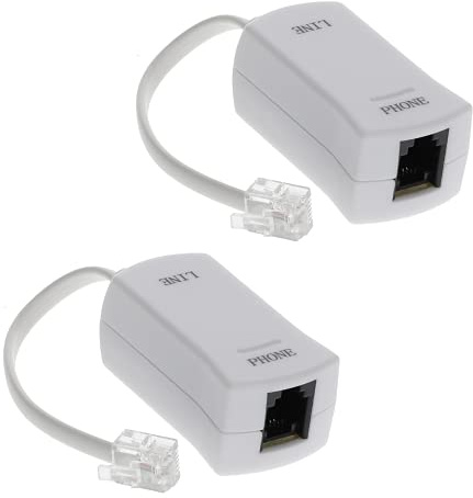 InstallerParts DSL Modem Phone Filter - for Interference Elimination and Static Noise Blocker | for Answering Machine, Fax Machine, Telephones Landline Cordless | 2 Pack, White DSL Phone Filter