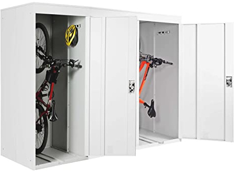3er-Fahrradgarage HWC-H66, Fahrradbox Gerätehaus Fahrradunterstand, erweiterbar abschließbar Metall - hellgrau