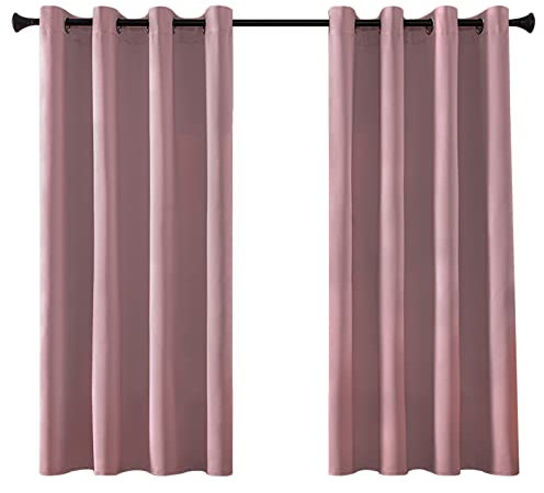 MRTREES Blackout Curtains Bedroom 54 Drop 2 Panels Blush Pink Eyelet Thermal Curtain for Living Room Soft Texture Window Treatments for Kids 46x54 Inch 117x137 CM