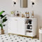 Hzuaneri Meuble de Salle de Bain, Meuble de Rangement, Armoire Salle de Bain, Placard Rangement avec 2 Portes, avec Compartiment Ouvert, Meuble Bas Rangement, Salle de Bains, Le Salon, Blanc SC10203G