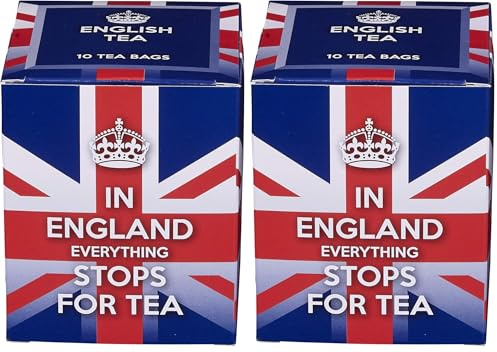 New English Teas Union Jack Slogans Carton Teabags, English Breakfast Tea, 1 Count (Pack of 2)