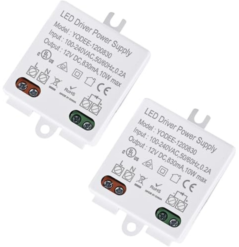 2 Stück Mini LED Transformator: 12V/DC 10W Trafo 100-240V Auf Konstante Spannung Treiber Netzteil für LED Leuchten und Stripes, Klein und Flach Ohne Mindestlastanforderungen