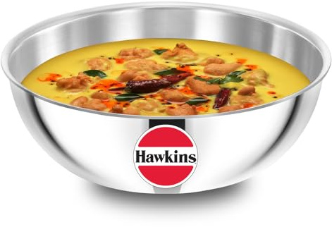 Hawkins 4 Litre Metro Kadhai, Triply Stainless Steel Induction Tasla, Silver (SSTA40)