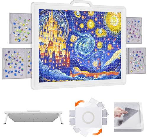 Lifewit 1500 PCS Tavolo per Puzzle con Supporto, Porta Puzzle 89 × 68,5 cm, Puzzles Board Angolo Rotazione 360° per Adulti, Tavola Pezzi con 4 Cassetti Estraibili y Copertura Protettiva