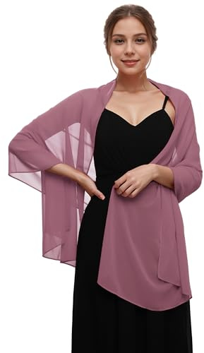 Ever-Pretty Coprispalle Donna Elegante Stola Cerimonia Sciarpa Leggera Foulard Primavera Estate Scialle per Sposa Festa Orchidea