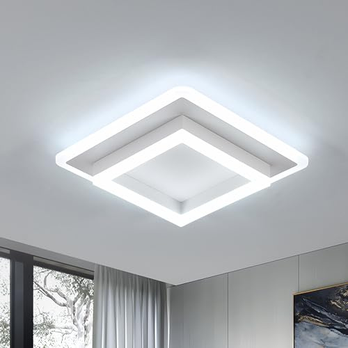 DELIPOP Plafon Led, 30W 3375LM Moderna Lámpara de Techo LED Blanco Frío 6500K, Creatividad Cuadrado Luz de Techo del Para Corredor Cocina Sala de Estar Dormitorio Pasillo, Largo 30cm