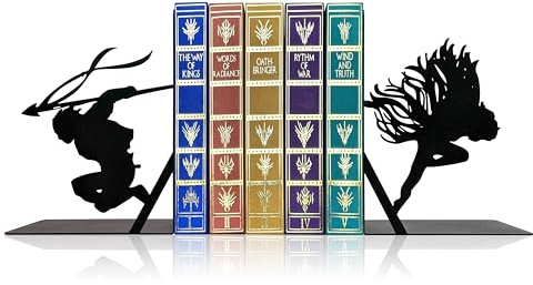 Fantasy Bookends Decorative Metal Bookends for Epic Fantas Fans | Stable book holders, home office shelves, bookshelf decor, fantasy collectors, Vin & Kaladin-Inspired, Gift for Fans merch