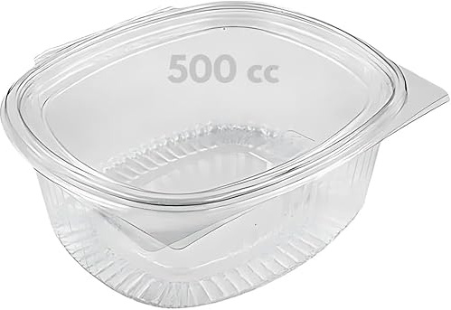 marketcaffe 100 Vaschette Ovali Trasparenti con Coperchio - Contenitori Alimenti 500 cc in PET - Chiusura Ermetica - MADE IN ITALY