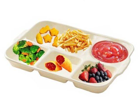 AIYoo Large Porcelain Portion Control Plates,12.5 Ceramic Divided Plates for Adults,Rectangles Dinner Plate for Balanced Meal,Diabetes and Weight Loss Diet,5 Compartment Food Serving Platter