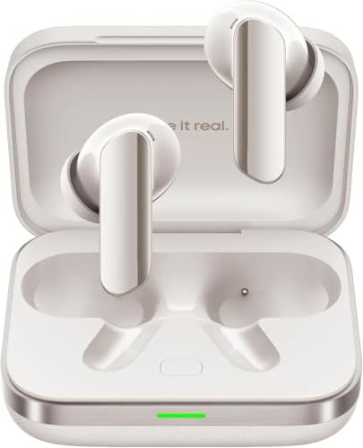 realme buds Air 7 Pro True Wireless In-Ear Bluetooth Headphones | Bluetooth 5.4 SBC/AAC/LHDC, 53dB ANC, 48h riproduzione, 3-Mic ENC, Driver 11+6mm, IP55, White