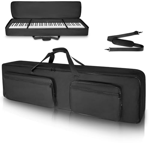 SUNDOY 88-Tasten Keyboard Tasche – Gepolsterte Piano Gig Bag aus 600D Oxford-Gewebe, 8 mm Schaumstoffpolsterung, Tragetasche für Keyboard & Musikzubehör