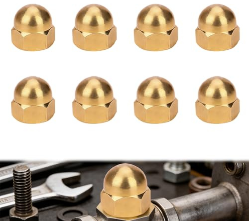 8 Stück Hutmuttern M10 Messing Hutmutter DIN 1587 Hohe Form Hochwertige Kappenmuttern Sechskant Hutmuttern Kuppelkopf, Befestigungselemente zur Reifenbefestigung (M10 8PCS)