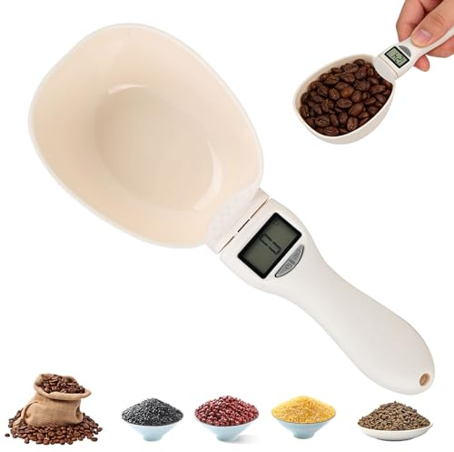 Electronic Digital Polygons Measuring Spoon, High Precision Food Scale with 5 Units (g/ml/cup/fl/oz), LCD Display Kitchen Gadget, Measuring Spoons & Cookie Scoop for Baking, Pet Food(No battery