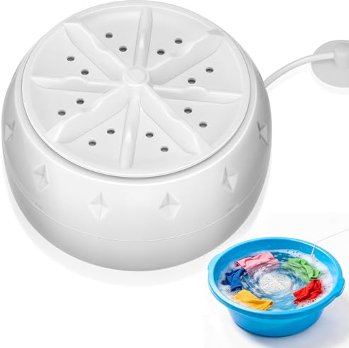 Healeved Lavatrice Portatile Ultrasuoni Mini con Design Versatile in Plastico Bianco, Compatta e Comoda per Viaggi e Appartamenti, per Abbigliamento e Camper