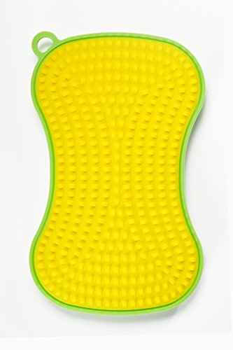 Kochblume Scrubby | Reinigungsschwamm aus Silikon | Premium-Silikon | Hitzebeständig | Spülmaschinenfest | Für leichte und hartnäckige Verschmutzung | Farbe: limette/gelb
