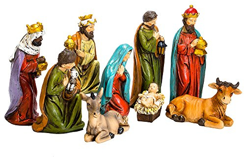 Kurt S. Adler 4 to 5-Inch Resin Table Piece Nativity, Set of 9