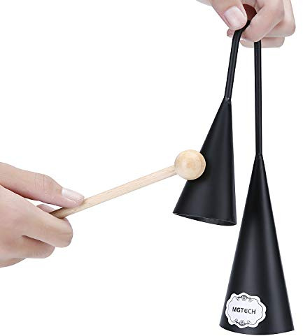 Agogo Bell, Two Tone, Traditional Latin Percussion Instrument with Wooden Stick