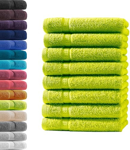 8X Gästetuch | Apfelgrün | 100% Baumwolle Frottier | Oeko-TEX® Standard 100 | Premium Qualität 500 g/m²