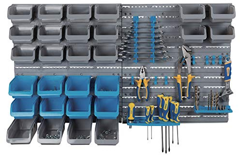 URBNLIVING 44 Pcs Wall Mountable Tools, Screws & Bits Organiser DIY Storage Bins & Racks