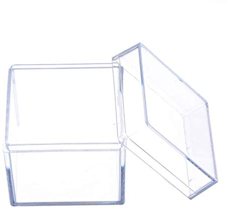SimpleLife Caja de Exhibición de Acrílico Transparente de 5 Lados, Caja de Almacenamiento de Joyas y Accesorios de Cubo Cuadrado, 5 x 5 x 5 cm