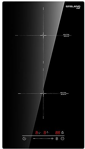 GASLAND IH30BF Table de cuisson à induction encastrable de 30 cm, 2 zones de cuisson, table de cuisson électrique autonome avec commande tactile à curseur, PowerBoost, 3500W (sans prise)