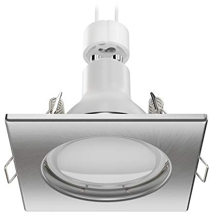ledscom.de Spot encastré au plafond RIR Cadre d'encastrement chromé mat carré GU10 LED 6,826W= 6,826W 630lm 100° blanc chaud