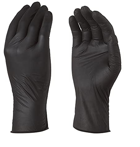TouchGuard Gants jetables en nitrile noir sensible, non-poudré, boîte de 100, taille S