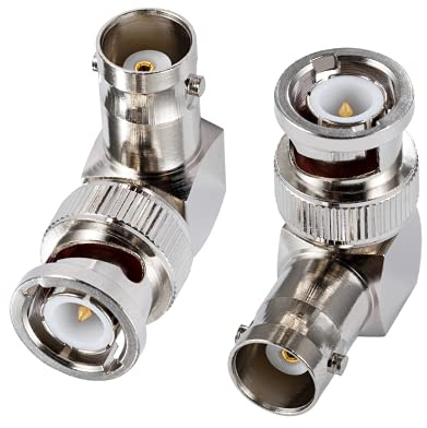 Vecys Adaptador de Radio CB BNC Macho a Hembra en ángulo Recto de 90 Grados para Antena BNC Antena CB Radioaficionado 4G Video HD HDTV (2 Piezas)