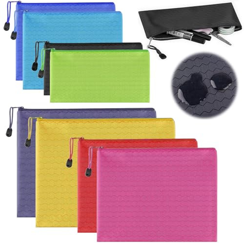 XTUDOU 8 Stk Wasserdichte Dokumententasche Geldtaschen Banktasche | Mehrfarbig Geldtasche mit Reißverschluss, für Haushalt, Business, Schule