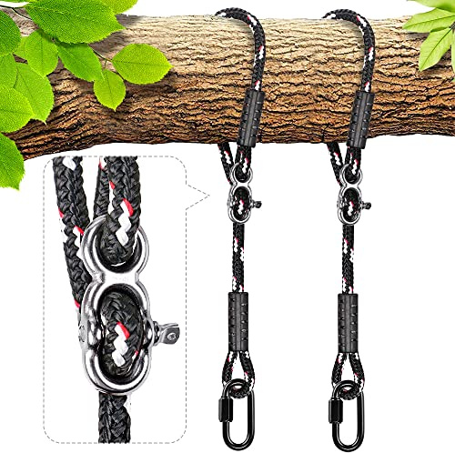 BeneLabel 2er Schaukel Befestigung Baum, 150cm Hängematte Aufhängung Seil Einstellbar Hängesessel Gurt mit Karabiner Baumschaukel Nestschaukel Balkenbefestigung, 454kg/10mm Durchmesser, Schwarz