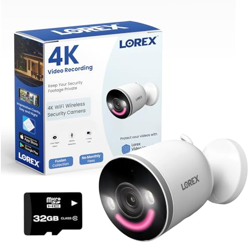 Lorex 4K Spotlight Indoor/Outdoor Wi-Fi 6 Security Camera with Smart Security Lighting, Person, Vehicle, Animal and Package Detection, 2-Way Talk, Quick Response, Fusion