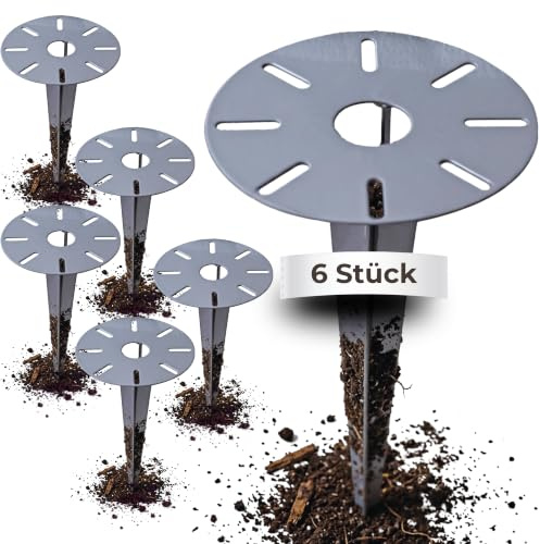 Novatool 6 x Gartenspies Ø 18,5 x H 30,5 cm verzinkt I Bodenanker für Lampen Bodenhülse Erdanker I Gartenspiess Sonnenschirm Gartenzubehör Steckdosensäulen I Erdnagel Erdbefestigung Stahl