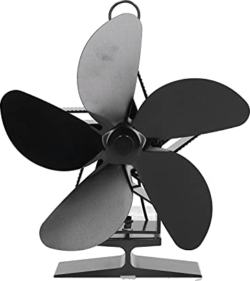 Natudeco 5 Blade Fireplace Fan Eco Friendly Wood Burning Stove Fan Silence Wood Log Burner Fan Indoor Circulation Driven Heat Powered Fan Pellet Stove Cooling Supplies
