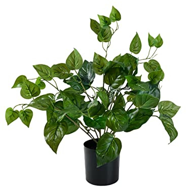 Serene Spaces Living Artificial Pothos Plant in Black Pot, Lifelike House Plant for Balcony, Living Room, Kitchen, Office, Patio, Bedroom, Entranceway, Gift Idea, 10 Diameter & 16.5 Tall