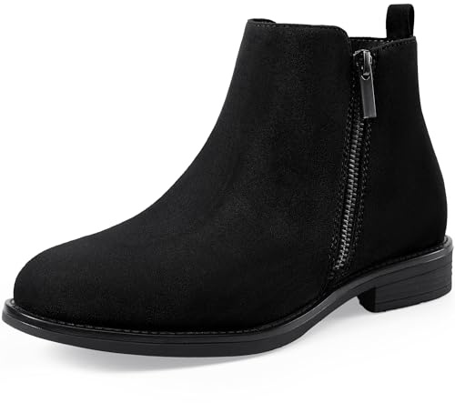 Harvest Land Women's Ankle Boots Short Flat Low Heel Dress Chelsea Casual Classic Booties Black Size 9