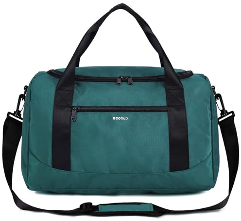 ECOHUB Bolsa de Viaje 40x20x25 Ryanair Maletas de Viaje con Correa de Hombro Equipaje de Mano Plegable Bolso de Viaje para Avión Mujer Bolsas de Deporte Ecológico Maletas Viaje Cabina(AzulVerde)